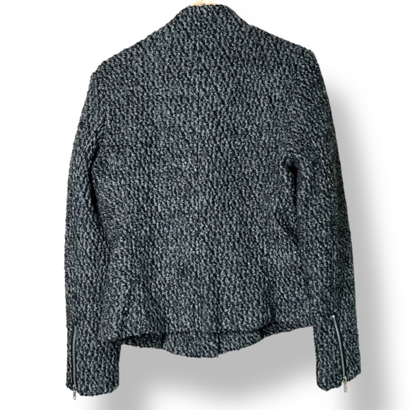 MAISON SCOTCH Wool Blend Boucle Moto Style Blazer Faux Leather Trim US Sz 2 - Picture 4 of 13